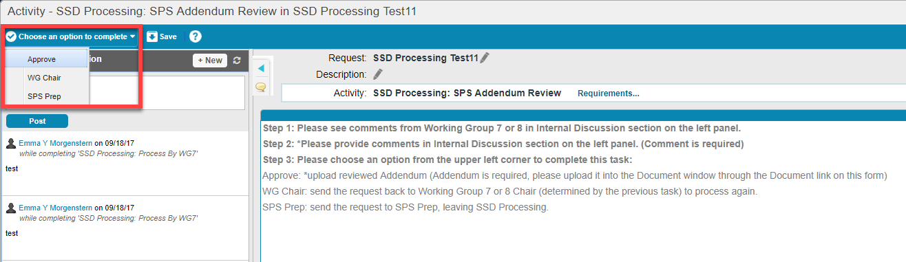 Addendum Review Completion Options